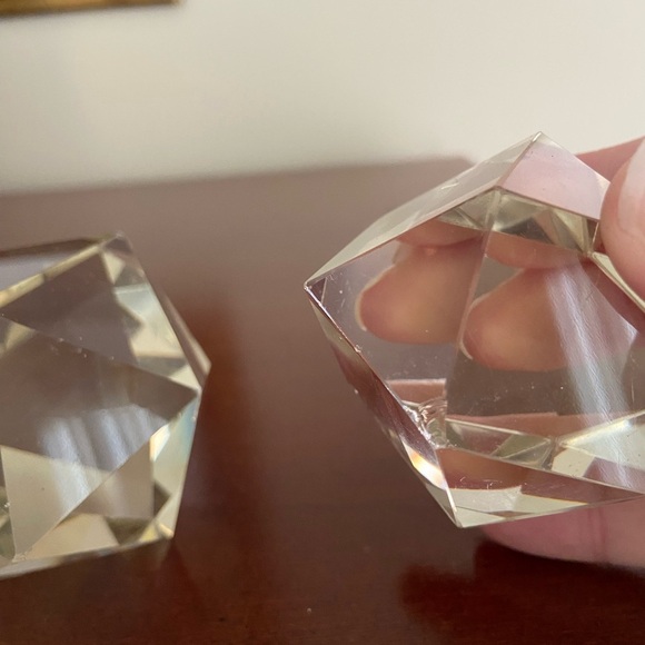 2 Rough Cut Crystal Paperweights Clear with hint of Smoky color READ - Picture 6 of 10